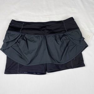 lululemon athletica Black and Dark Gray Layered Skirted Shorts